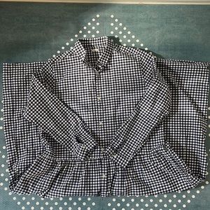 Ichi cotton poplin blue gingham shirt dress